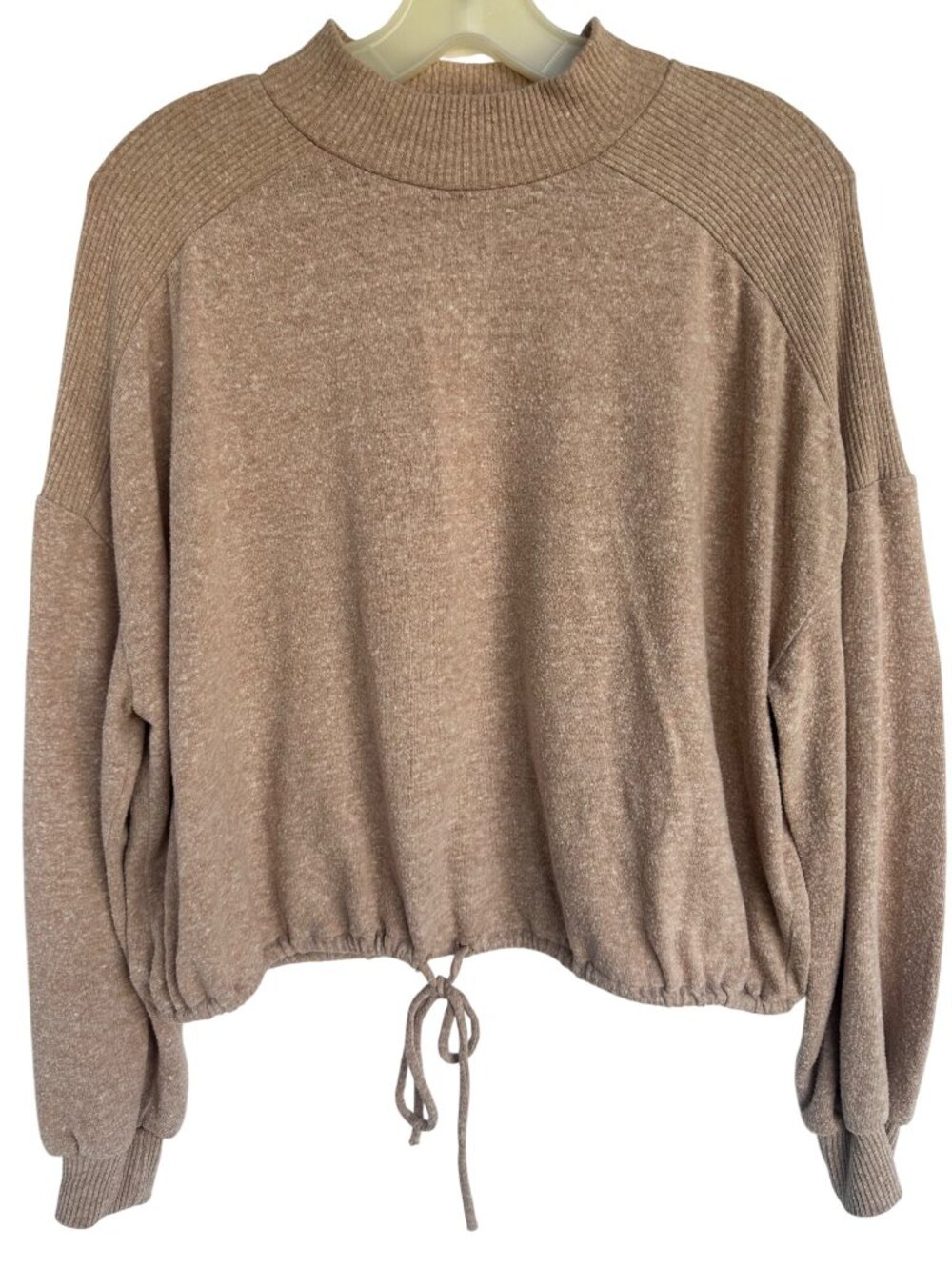 Project Social T Sweater Medium Mock Neck Long Sleeve Crop Top Neutral Knitwear